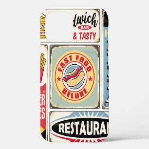 Fast food restaurants and diners retro signs colle iPhone 12 case