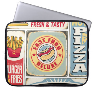 Fast food restaurants and diners retro signs colle laptop sleeve