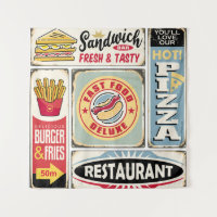 Fast food restaurants and diners retro signs colle