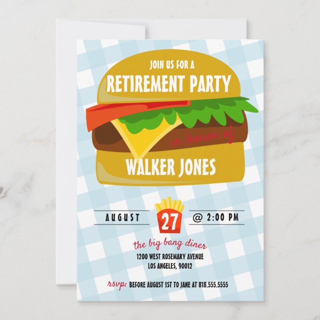 Fast food Retirement invitation (Front)