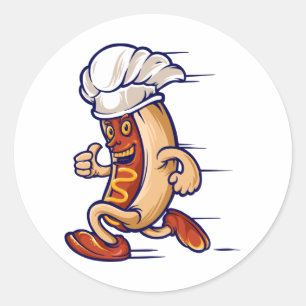 fast food run hot dog classic round sticker