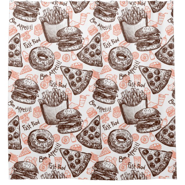 Fast Food Shower Curtain (Front)