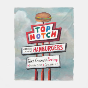 Fast Food Sign Fleece Blanket