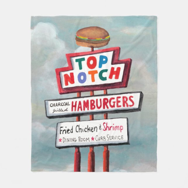 Fast Food Sign Fleece Blanket (Front)