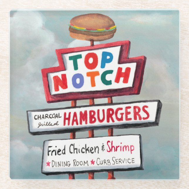 Fast Food Sign Glass Coaster (Front)