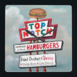 Fast Food Sign Square Wall Clock<br><div class="desc">Fast Food Sign  Artist: Naomi McCavitt</div>