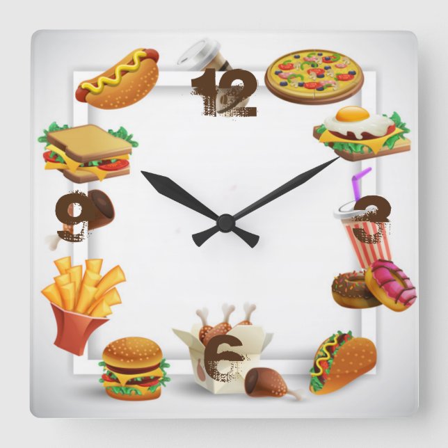 Fast food square wall clock (Front)
