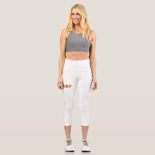 Fast–Food Trio: Burger, Soda, Pizza Slice in Bold Capri Leggings