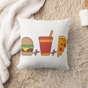 Fast–Food Trio: Burger, Soda, Pizza Slice in Bold Cushion