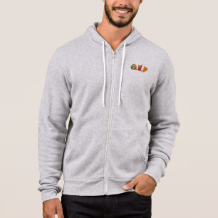 Fast–Food Trio: Burger, Soda, Pizza Slice in Bold Hoodie