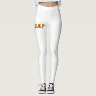 Fast–Food Trio: Burger, Soda, Pizza Slice in Bold Leggings
