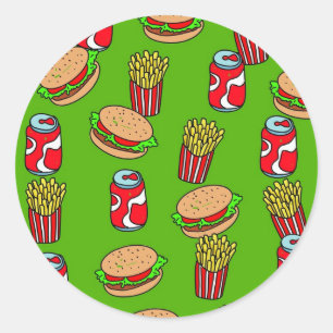 Fast Food Wallpaper Classic Round Sticker