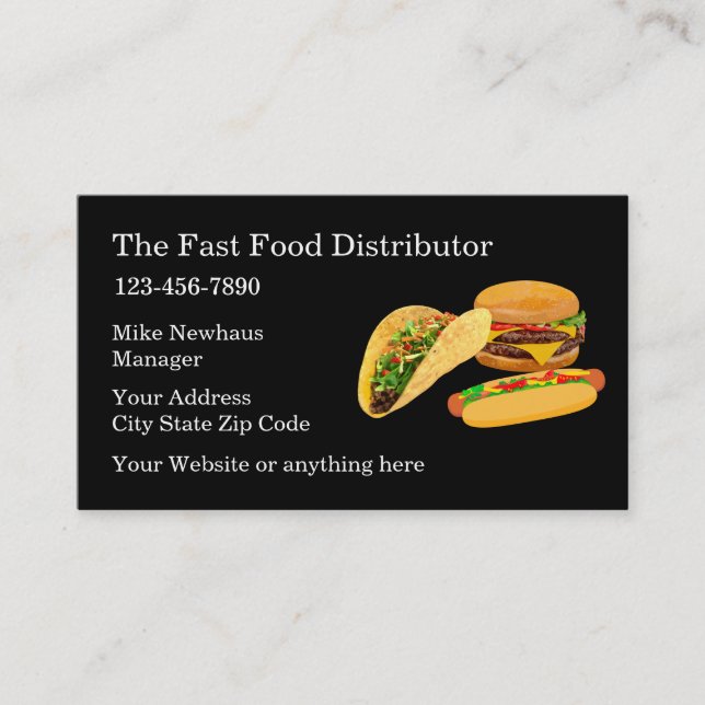 Fast Food Wholesale Distributor Business Card (Front)