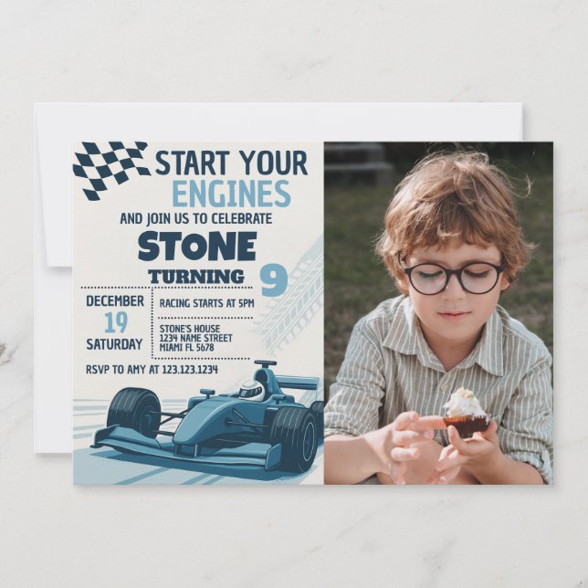 Fast & Fun Editable Party Card with photo (Front)