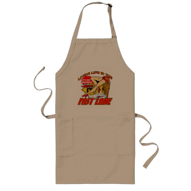 Fast Lane 90th Birthday Gifts Long Apron (Front)