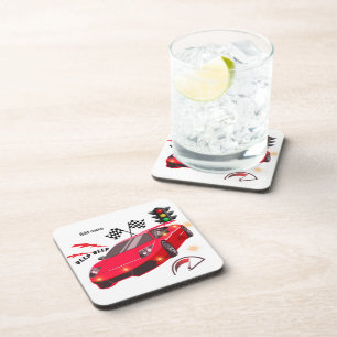 Fast Lane Racing Chequered Flag & Car Party Coaster