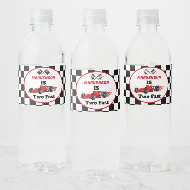 Fast On Fast Race Car Boy First Birthday Party  Water Bottle Label (Bottles)