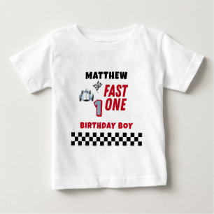Fast One 1st birthday Boy Racing Car  Baby T-Shirt