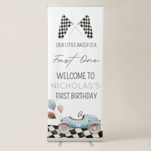 Fast One 1st Birthday Retractable Sign