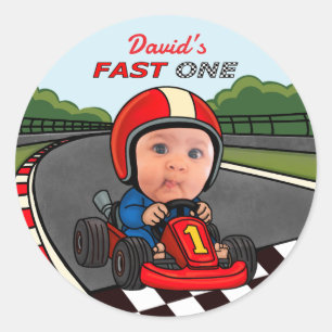 Fast One Birthday Classic Round Sticker