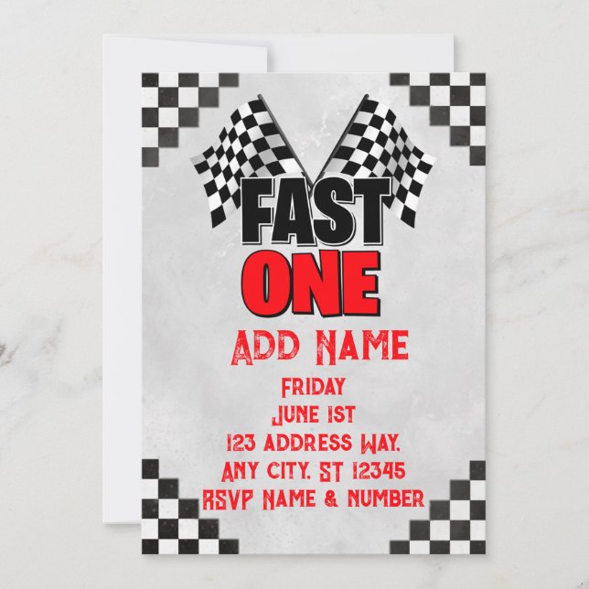 Fast One Birthday Invitation (Front)