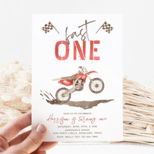 Fast ONE Birthday Invitation   1st Birthday 