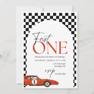 Fast One Birthday Party Invitation