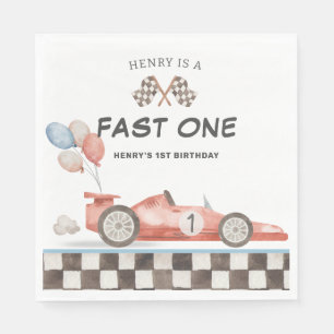 fast One Birthday Racecar 1st Lap Down Napkin