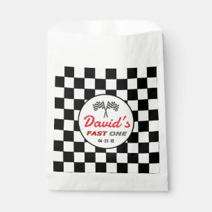 Fast ONE   Black White Race Car Flags Birthday  Favour Bags
