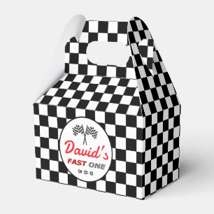 Fast ONE   Black White Race Car Flags Birthday  Favour Box