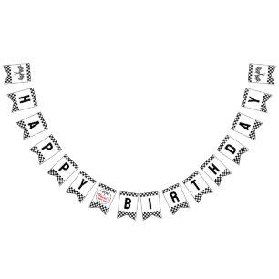 Fast One Black White Race Car Flags Happy Birthday