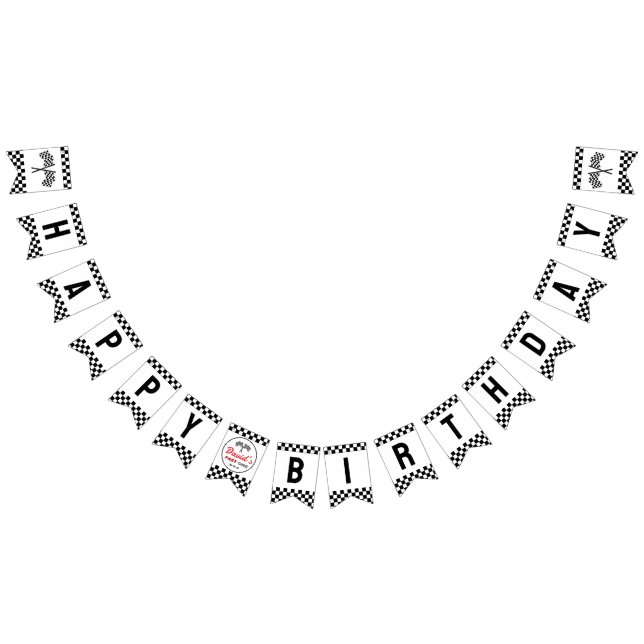 Fast One Black White Race Car Flags Happy Birthday (All)