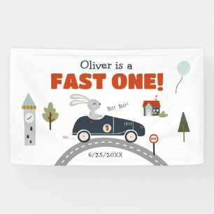 Fast One Cars 1st Birthday Banner