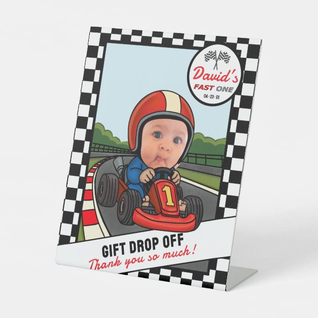 Fast ONE Custom Photo & Thank You | Gift Drop-Off Pedestal Sign (Front)