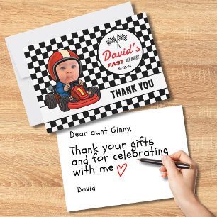 Fast ONE Custom Race Car Driver  Thank You Card