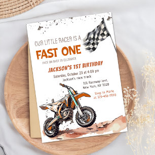 Fast One Dirt Bike Boy 1st Birthday Invitation