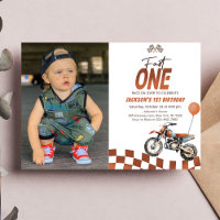 Fast One Dirt Bike Boy 1st Birthday Party Photo