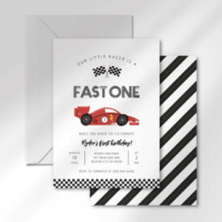 Fast One First Birthday Invitation