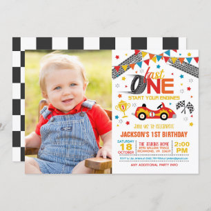 Fast One First Birthday Invitation with Photo