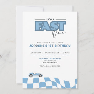 Fast One First Birthday Race Car Invitation