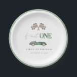 Fast ONE Green Retro Race Car Paper Plates<br><div class="desc">Add speed and style to your racing party with our paper plates,  adorned with a cute retro race car design. These plates blend playful charm with a hint of nostalgia,  making them a hit for any racing-themed event!</div>