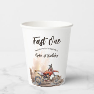 Fast One Little Racer First Birthday Paper Cups