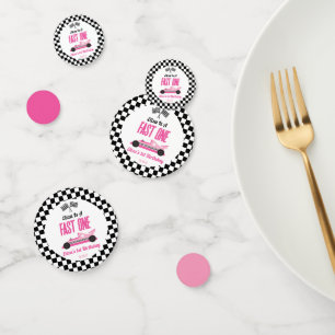 Fast One Pink Race Car First 1st Birthday Party Confetti