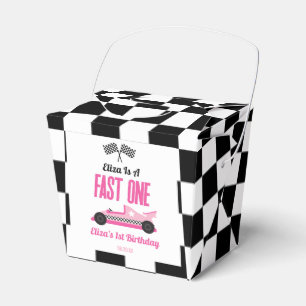 Fast One Pink Race Car First 1st Birthday Party Favour Box