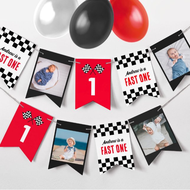 Fast One Race Car 1st Birthday bunting banner (Creator Uploaded)