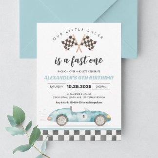 Fast One Race Car 1st Birthday Invitation