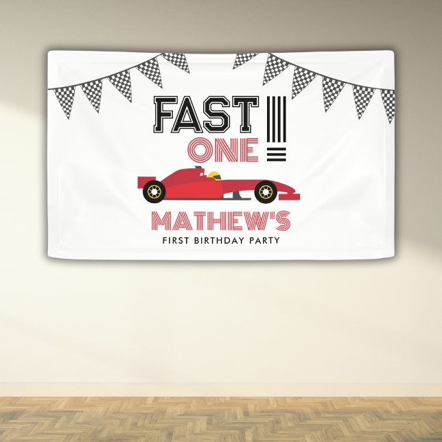 Fast One Race Car 1st Boy Birthday Party Banner (Creator Uploaded)