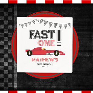 Fast One Race Car 1st Boy Birthday Party Napkin