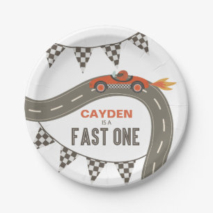 Fast One Race Car Birthday Paper Plate