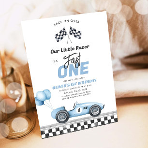 Fast One Race Car Boy 1st Birthday Invitation